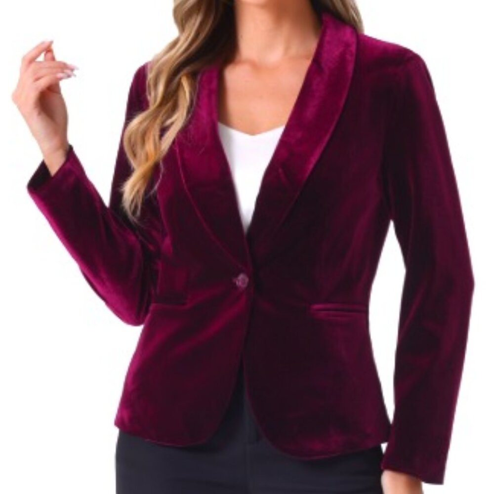 G. (GWYN formerly G. Label) Velvet Deep Burgundy / Maroon Blazer Boyfriend-style